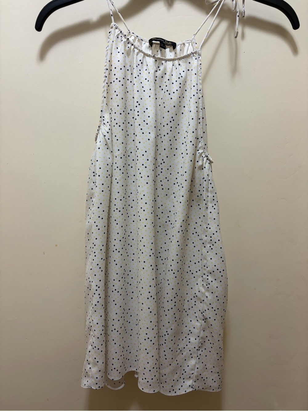 Massimo Dutti White Cami with Navy and Yellow Polka Dots